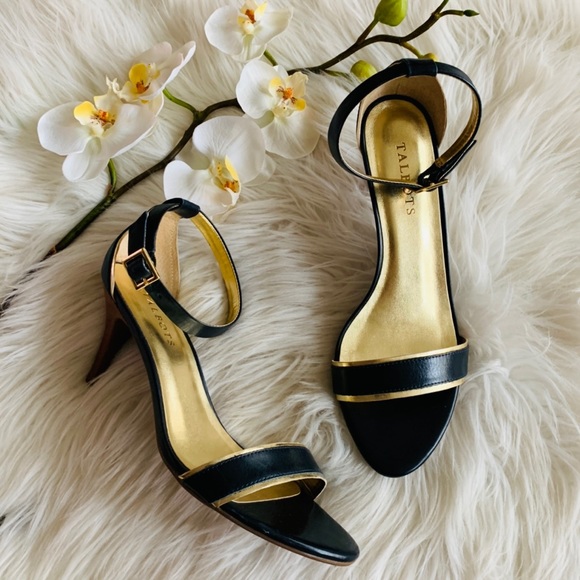Talbots Shoes - Talbots Dark Blue Ankle Strap Open Toe Heels Sz 9